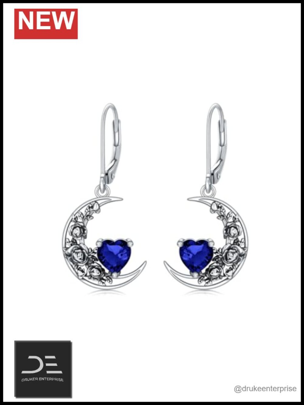 Sterling Silver Vintage Moon Crescent Dangle Earrings